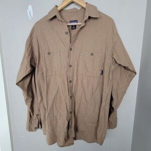 Patagonia Mens Plaid Organic Cotton Button Down Shirt Brown Tan Medium